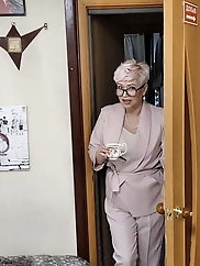 Hot striptease and vegetables amp a fist in a mature wet cunt