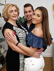 Busty mother joins young couple for hot mature sex